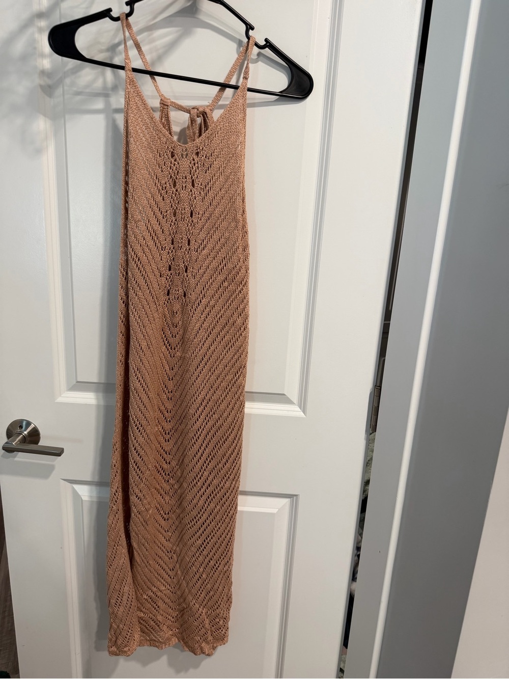 Victoria’s Secret Swim Crochet Knit Maxi Cover Up Dress Tan NWT Large